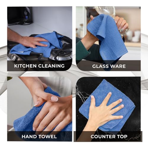 Avalon Towels Cotton Washcloths – (Pack of 60) Bulk 12"x12" Premium Ring Spun Cotton, Absorbent, Soft Face Towels, Gym Towels, Hotel and Spa Quality, Reusable Fingertip Towels (Blue) by Avalon Towels - Image 7