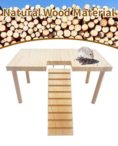 BNOSDM Plataforma de madeira de brinquedo para hamster com escada, plataforma de animais pequenos, p