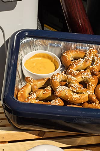 Fancy Panz Dress Up & Protect Your Foil Pan, Made In Usa, Fits Half Size Foil Pans. Foil Pan & Serving Spoon Included. Hot Or Cold Food. Stackable For Easy Travel. Bpa Free (Classic, Navy) #TOP4