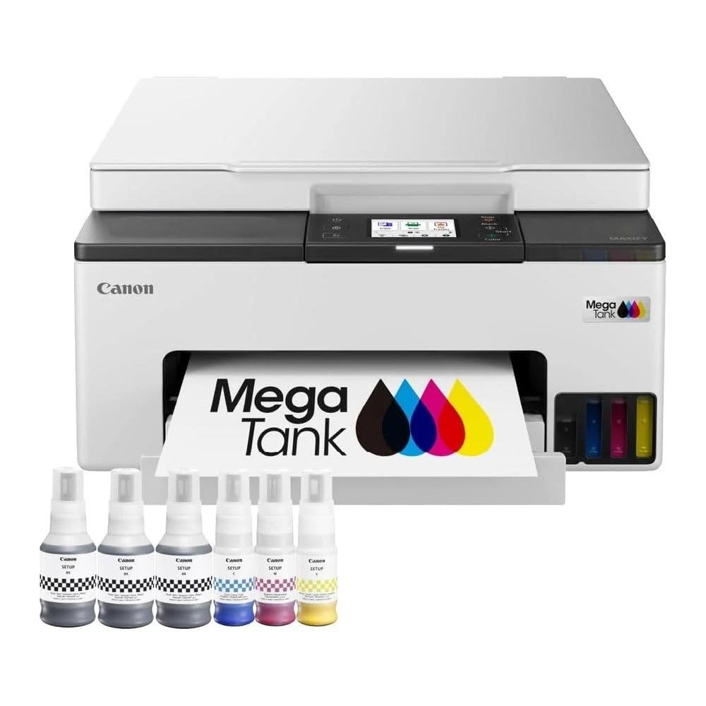 Canon MAXIFY GX1051 Tintenstrahldrucker 3-in-1 Multifunktionsdrucker MegaTank (Drucker, Scanner, Kopierer, WLAN, Cloud, Duplexdruck, 250 Blatt Kassette, Tintentank) Enthält 6 x Tintenflaschen