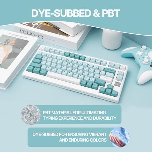 Image of EPOMAKER Iceberg 126 Keys PBT XDA Profile Keycaps Set with Japanese Hiragana for Mechanical Gaming Keyboard, ANSI Layout, Compatible with Cherry Gateron Kailh Otemu MX Structure (Iceberg)