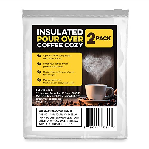 Impresa [2 Pack] Insulated Pour Over Coffee Cozy For Bodum 6 Cup Coffee Maker - Protective Sleeve For Coffee Carafe Glass - Hot Or Cold Brew - Pour Over Carafe Accessory For Drip Coffee Maker #TOP6