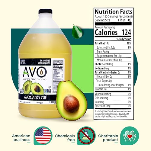 Image of AVO Bulk Avocado Oil for Cooking 1 Gallon (128 fl oz), Non-GMO Certified, No Preservatives, High Smoke Point 500F, Neutral Flavor, Gluten-Free, Plant-Based, OU Kosher