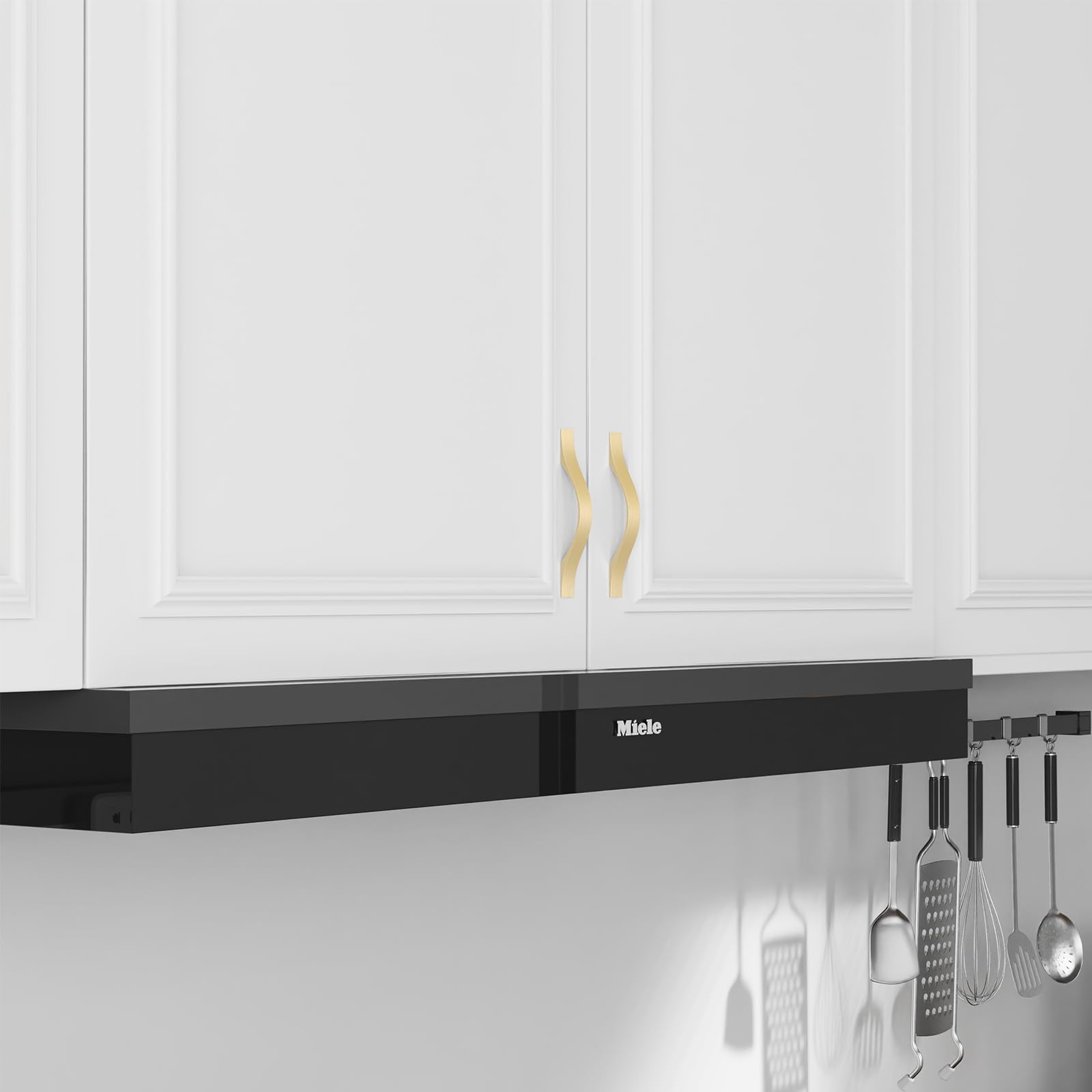 FURNIWARE Modern D-Shape Brass Kitchen Handles, Pack of 10, 3.7" Hole Centers, Aluminium, Brass Finish, Cabinet Hardware Pull Handles - Image 4