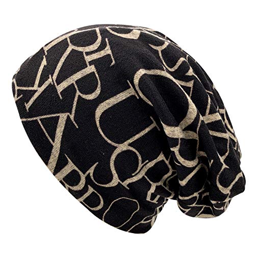 Men's Women's Slouchy Blended Cotton Summer Beanie Skull Black Ca...