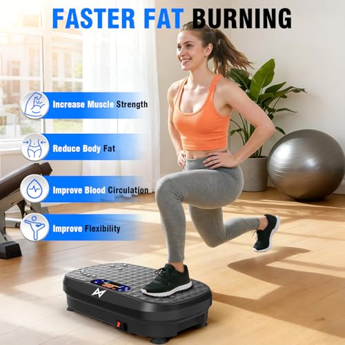 Image of AXV Vibration Plate Fitness Platform Exercise Machine Vibrating Shaking Full Body Shaker Workout Vibrate Stand Shake Board Sport for Weight Loss Fat Burner for Gym Home Office