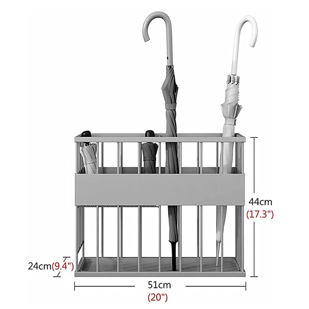 Lar Porte-parapluie moderne avec 2 emplacements pour poteaux en fer avec plateau d'égouttement amovible pour couloir intérieur et bureau à domicile Noir