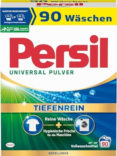 Persil Universal Powder Deep Clean Detergent (90 Washes), Full Detergent for Pure Laundry and Hygienic Freshness for the Machine, Effective from 20 °C to 95 °C