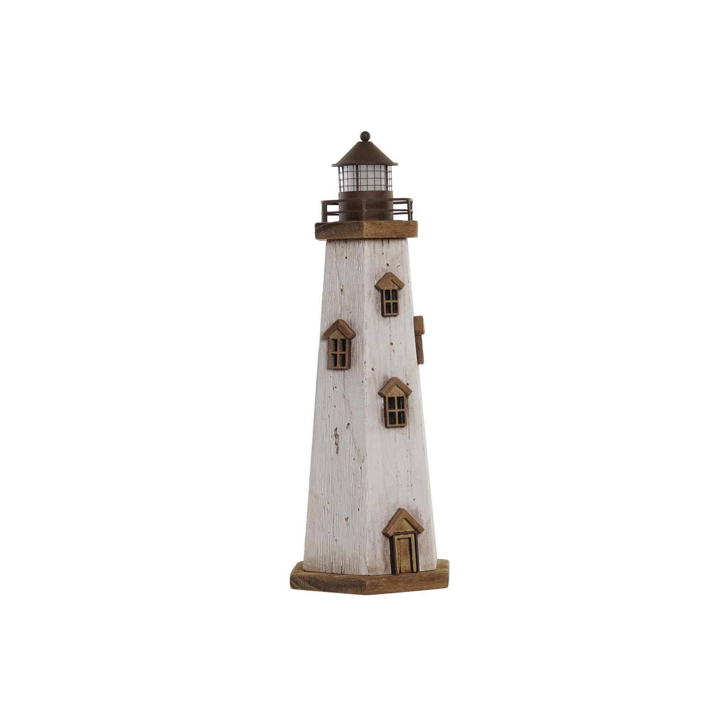 Décoration paulownia LED 16x14x41 faro blanco lanterne bois