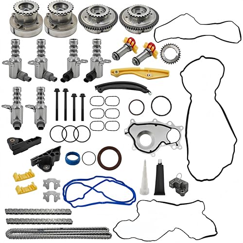 AT4Z-6268-A 3.5L Engine Timing Chain Kit with Chains Guides Tensioners Phasers Compatible with Ford F-150 2013-2016 3.5L Ecoboost V6 Replace#AT4Z-6256-B AT4Z-6268-C AT4Z-6306-A