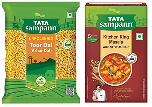 Image of Tata Sampann Unpolished Toor Dal, 1kg + Tata Sampann Kitchen King Masala with Natural Oils, 100g