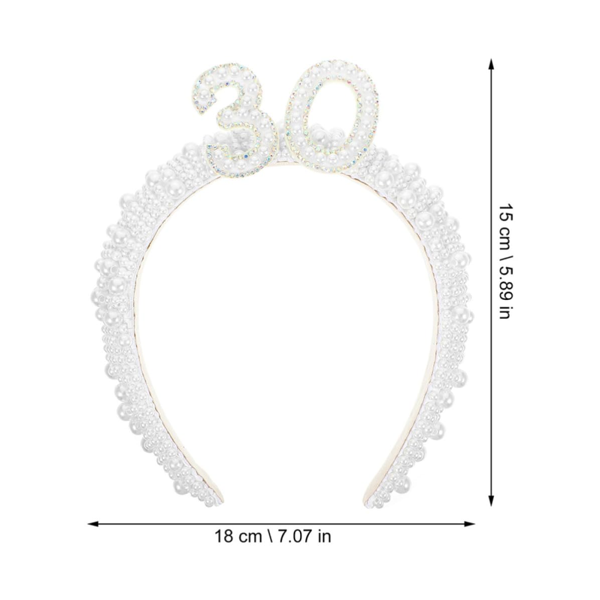 2pcs White Pearl Birthday Headbands for Women, Elegant and Unique Party Hairbands with Artificial Pearl and Aluminium Alloy, for Birthday Photo Props and Photoshoots, Secure Fit
