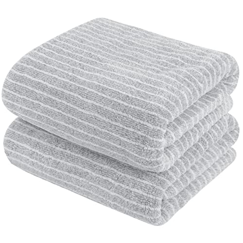 Kinhwa Microfiber Bath Towels Large Bathroom Towel Super Absorbent Shower Towel Extra Soft Towels For Bathroom, Sports, Travel, Fitness, Yoga, Spa, Pool, 30Inch X 60Inch Light-Gray 2Pack #TOP11