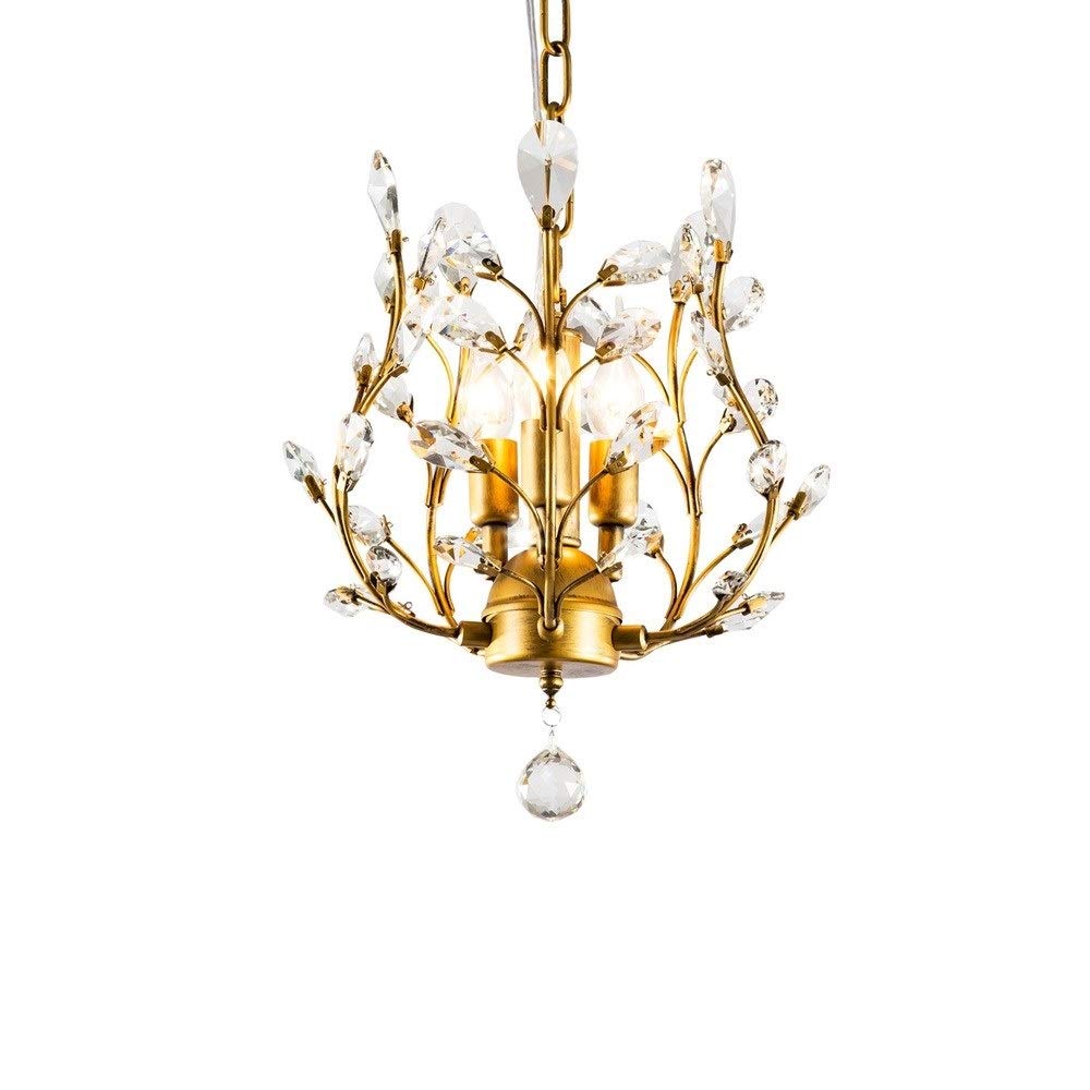 Chandelier en cristal E14 suspendu couleur or pour un salon chic