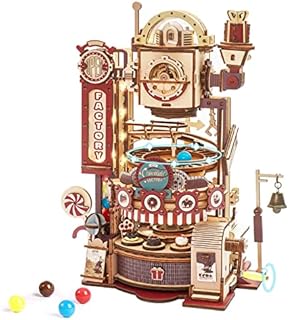 ROBOTIME Marble Run 3D Puzzle Mechanical Wooden Model Kits for Adult to Build Laser Cut Jigsaw STEM Toys Building Construction Kits for Boys (Chocolate Factory)