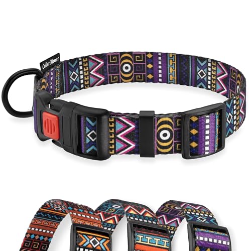CollarDirect Tribal Dog Collar Aztec Pattern Adjustable Nylon Pet Collars for Small Medium Large Dogs Puppy (Pattern 2, Neck Fit 12