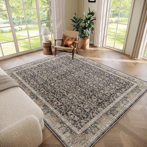 Washable 6x9 Area Rugs for Living Room, Boho Non-Slip Vintage