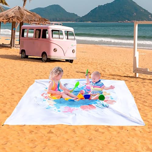 Tapis anti-sable imperméable avec piscine de plage portable pour enfant - 3