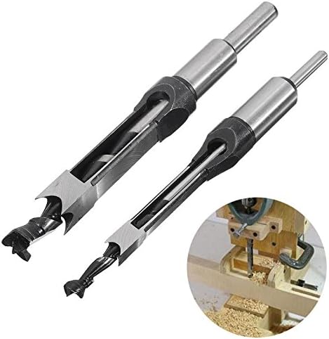 Brillife 2Pcs Wood Drill Bits Square Hole Drill Bits Woodworking Mortising Chisel Countersink Bit Kits Tools (3/8" 1/2")