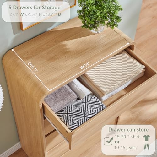 image for Aitjunz Modern 5 Drawers Dresser for Bedroom, 45