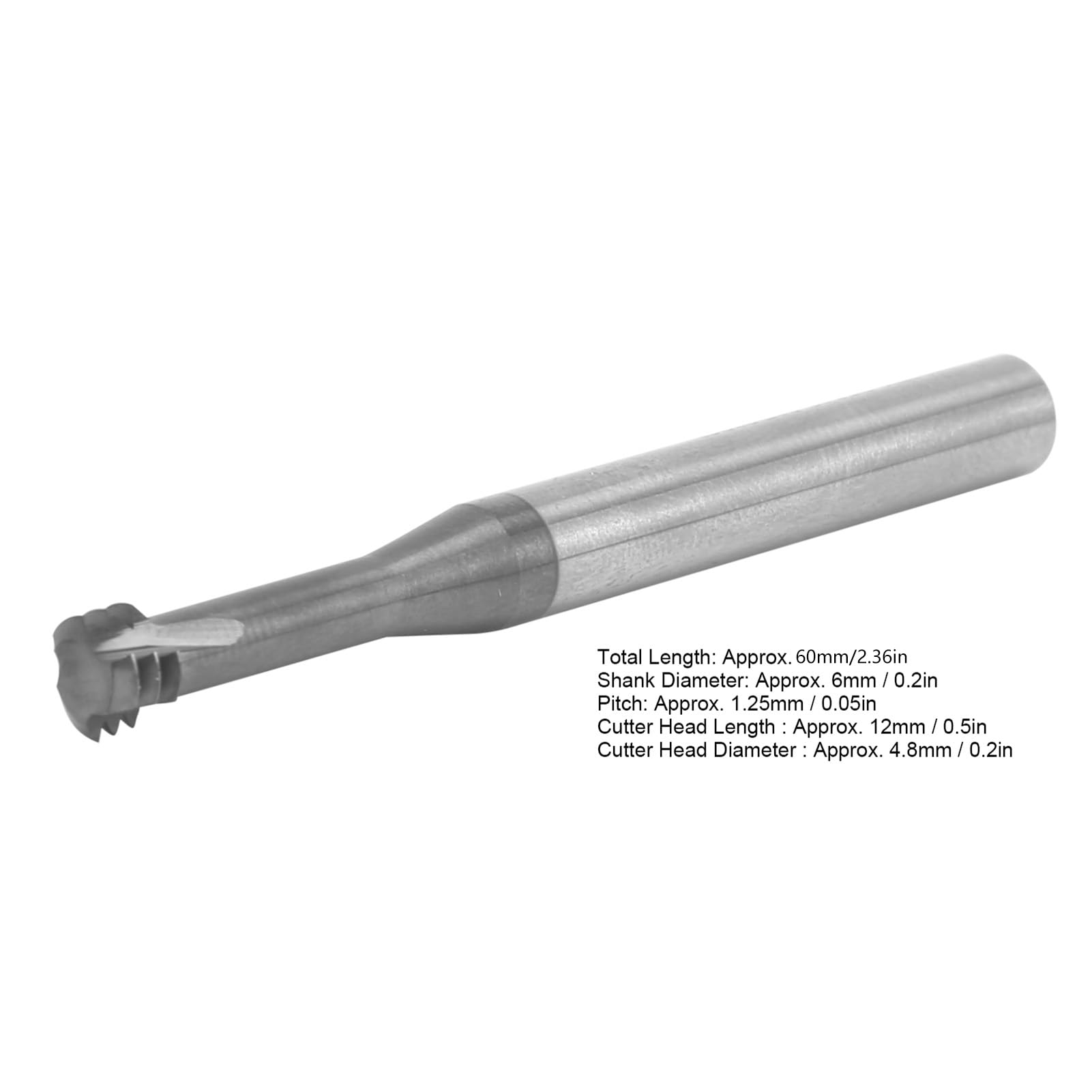Frez do gwintów ze stali wolframowej, narzędzie do grawerowania spiralnego M8x1,25xD6x60 | Stop aluminium ze stali nierdzewnej, frez z trzpieniem 6 mm zapewniający precyzję