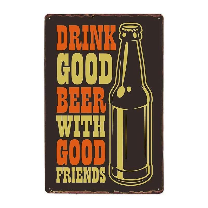 Pin Up Beer - Placa de metal retro vintage (4 unidades)