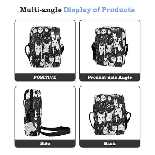 messenger bag for men cross body bag men Shoulder Hand Bag For Woman Adjustable Strap for Shopping Shopping- Animals Stick Figures Black White4