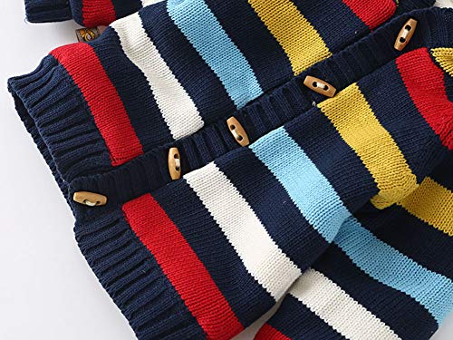 Cardigã de malha para meninos e meninas, jaqueta quente de algodão para inverno, Striped, 2A/12-18mo