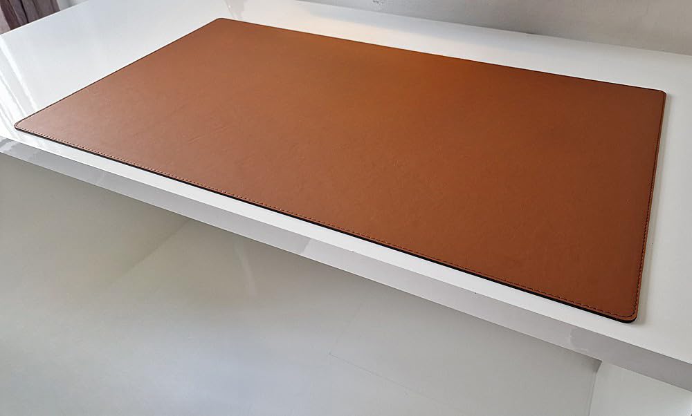 Schreibtischunterlage Echt Leder Rindsleder cognac braun (90cm x 50cm)