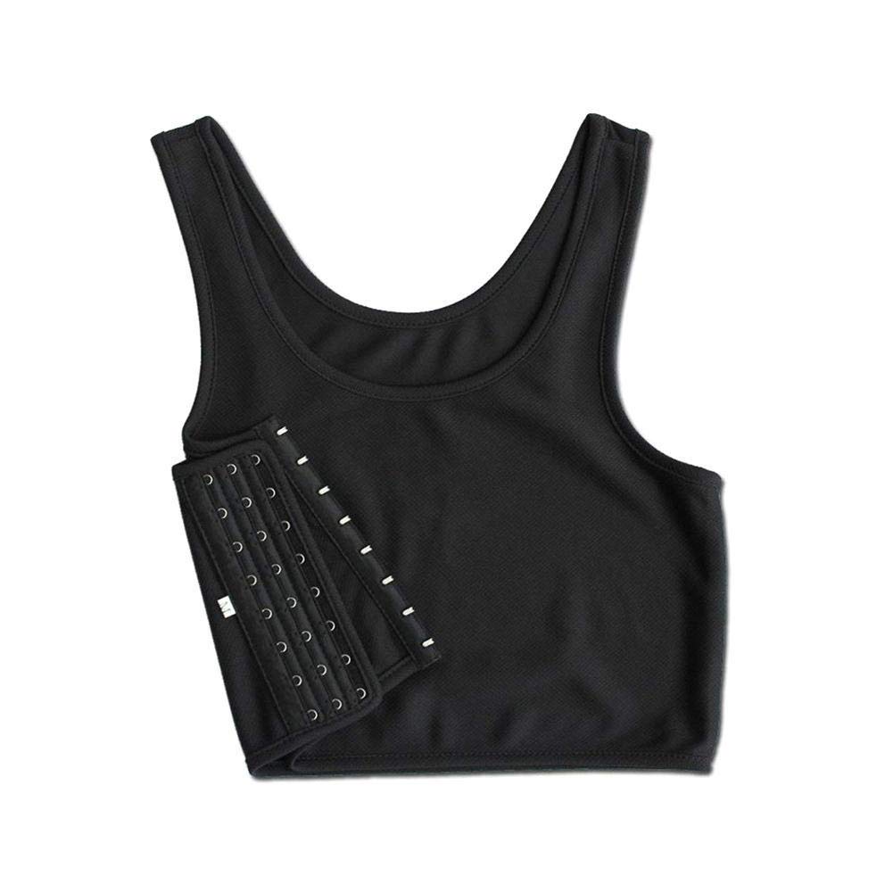 Women Hook Vest Top Lesbian Tomboy Breathable Buckle Chest Slim Fit Short Binder Tops Sports Bra Chest Binders, White