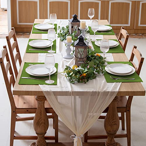 Rinpon Cloth Placemats Set Of 8, Linen Type Fabric Placemats Machine Washable Placemats Heat Resistant Placemats Wrinkle Free Thick Polyester Kitchen Place Mats For Dining Table (Green) #TOP1