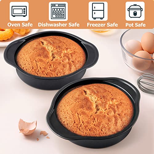 Lianyu 8 Inch Round Cake Pan Set Of 3, Nonstick Happy Birthday Cake Pan With Wider Grips, Stainless Steel Black Layer Cake Pan For Christmas Baking Wedding, Non Toxic Coating & Easy Release #TOP5