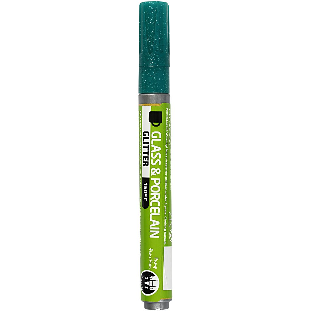 Creativ Company 1-Piece Glass and Porcelain Markers, Dark Green