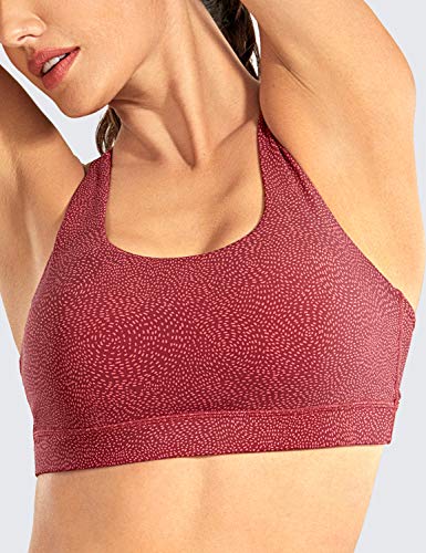 Crz Yoga Women's Strappy Sports Bras Fitness Workout Padded Yoga Bra Criss Cross Back Impression Red X-Small #TOP2