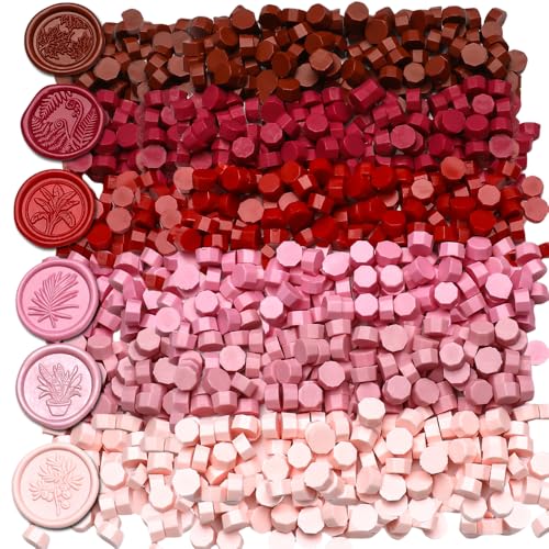 Image of 600pcs Red Wax Seal Beads,6 Assorted Color Sealing Beads Ideal for Wax Seal Stamp Wedding Letter Envelope Decor Wine Bottle Decoration (Red Series)