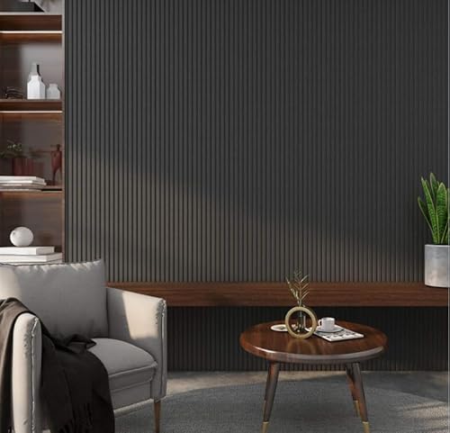 Tuda Grass Direct Luxury Acoustic Wall Slatted 3D Wood Veneer Panels Series 1-240Cm X 60Cm - Black - 3