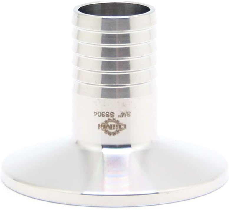 QiiMii SS304 1.5" Tri Clamp to 3/4" Hose Barbed Adapter Sanitary Hose Pipe Fitting (3/4 Inch Barb Hose)