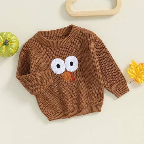 Newborn Toddler Baby Boy Girl Thanksgiving Outfit Knit Sweater Turkey Long Sleeve Pullover Warm Sweatshirt Outfit2