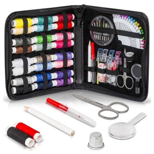 ﻿ARTIKA Sewing Kit for Adults and Kids - Small Beginner Set w/ Multicolor Thread, Needles, Scissors, Thimble & Clips - Emergency Repair and Travel Kits - Sewing Accessories and Supplies