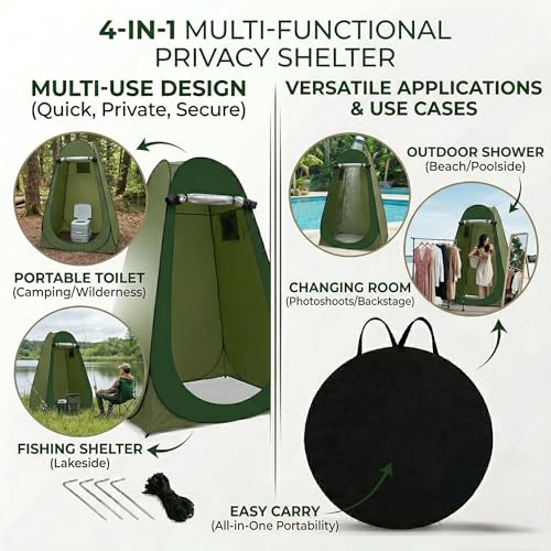 Image of Coku Privacy Shower Tent, Pop-up Portable Camping Tent, Outdoor Toilet Changing Dressing Room, Instant Privacy Shelter for Picnic Waterproof Bathroom