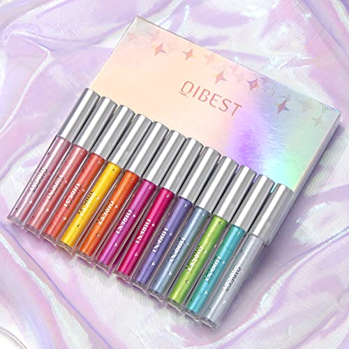 Bestland 12 Colors Liquid Glitter Eyeshadow Set, Multi-Dimensional Metallic Glitter Shimmer Smokey Eye Looks Waterproof Long Lasting Quick-Drying Sparkling Eye Shadow Makeup Kits (Colorful) #TOP2