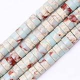 Natural Stone Heishi Beads for Necklace Making, 4mm x 2mm Small Flat Round Stone Loose Heishi Disc...