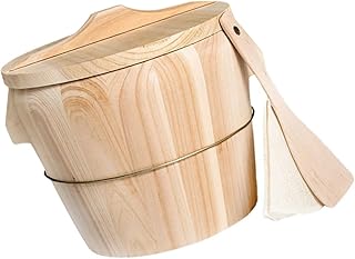 Wooden Rice Steamer Bucket Set with Lid and Steaming Cloth Cedar Wood Rice Storage Container for Home Kitchen Cooking Random Style