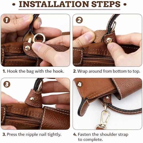 Image of Chispee Leather Shoulder Strap Replacement Set, Adjustable Purse Strap Extender for Crossbody Bag Conversion