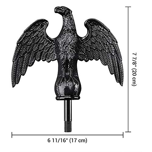 Yeshom Handcrafted Black Eagle Finial Flagpole Plastic Top For 20'/25'/30' Telescopic Outdoor Yard Garden Flag Pole #TOP3