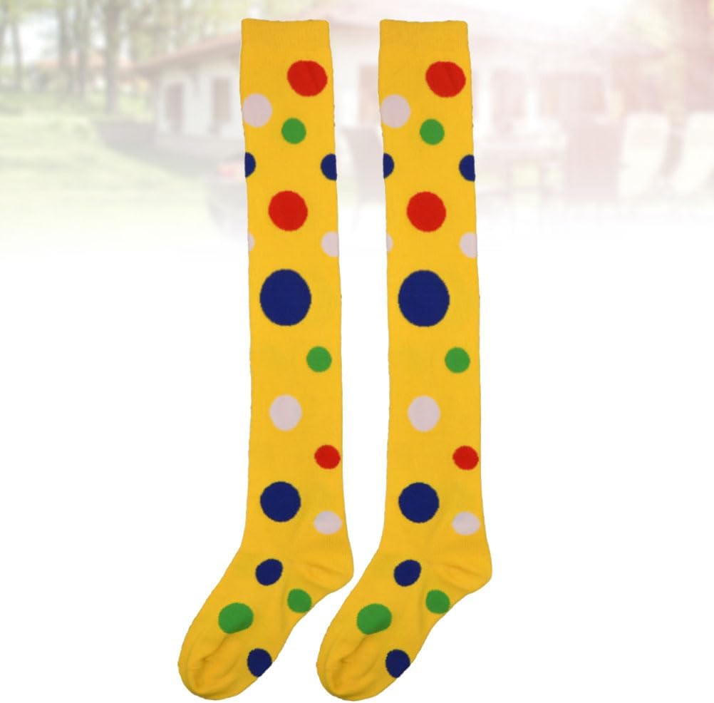 PRETYZOOM Clown Stockings Womens Knee High Socks Polka Dot Clown Socks Women Girls Over Knee High Funny for Women Costume Yellow - Image 7