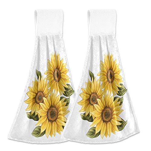 Boccsty Sunflower Hanging Kitchen Towels 2 Pieces Spring Summer Autumn Dish Cloth Tie Towels Hand Towel For Bathroom Farmhouse Housewarming Tabletop Home #TOP20