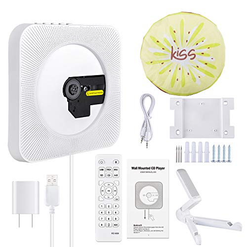 Portable Cd Player With Bluetooth, Qoosea Wall Mountable Cd Players Music Player Home Audio Boombox With Remote Control Fm Radio Built-In Hifi Speakers Lcd Display Mp3 Headphone Jack Aux Input Output #TOP7