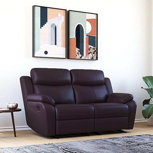 Image of Torque - Weston 2 Seater Leatherette Manual Recliner | Recliner Sofa /Chair for Living Room, Bedroom, Office (Brown) | 1 Year Warranty