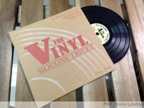 Silicone Retro double sided Vinyl music record All-weather Placemat , 6", Set of 1 Black